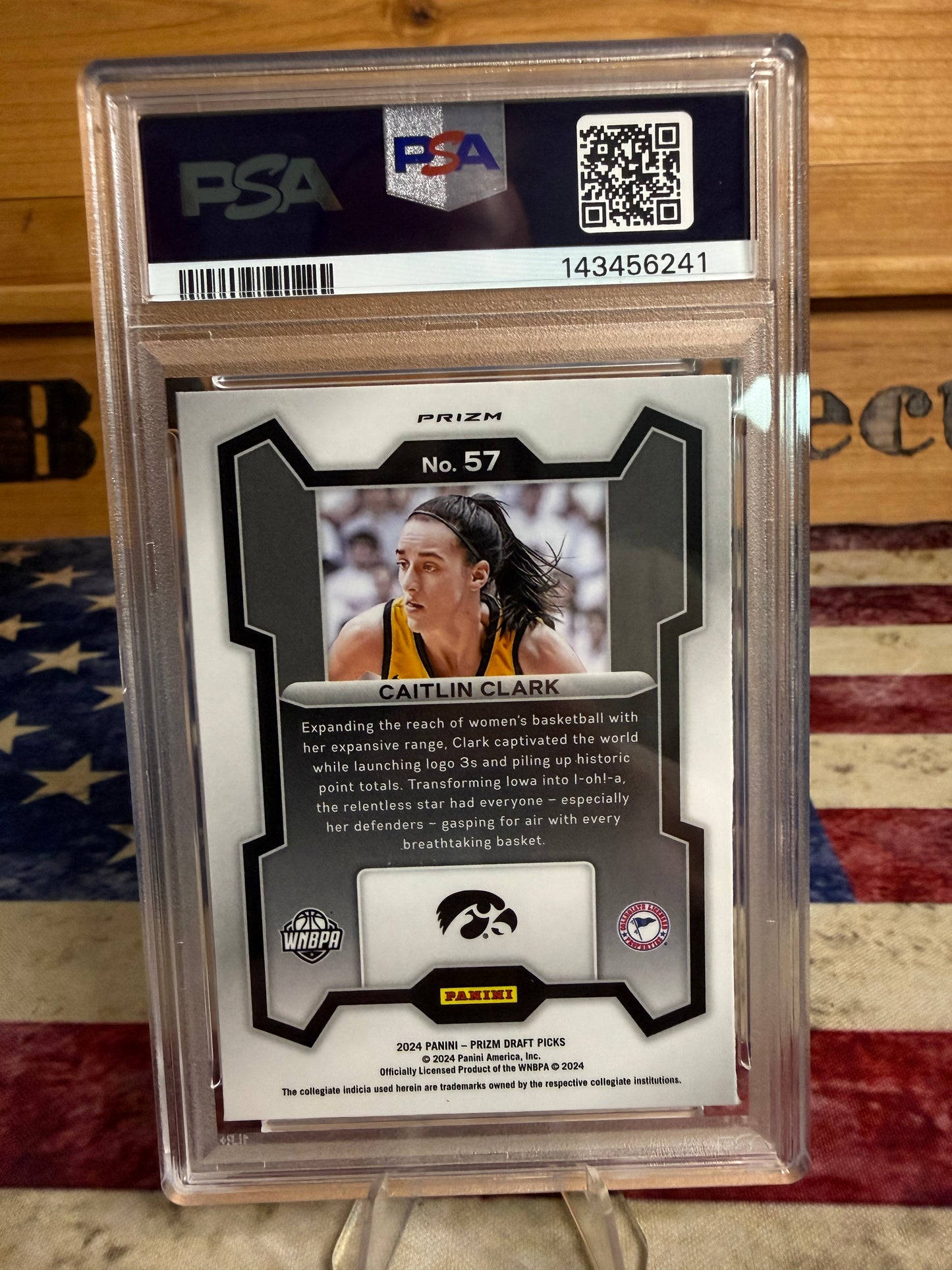 2024 Panini Prizm Draft Picks Caitlin Clark PURPLE WAVE Prizm RC #57 PSA 8 NM-MT