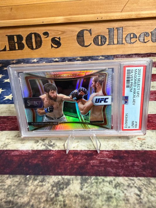2021 Panini Select UFC Magomed Ankalaev PREMIER LEVEL Silver Prizm RC PSA 9