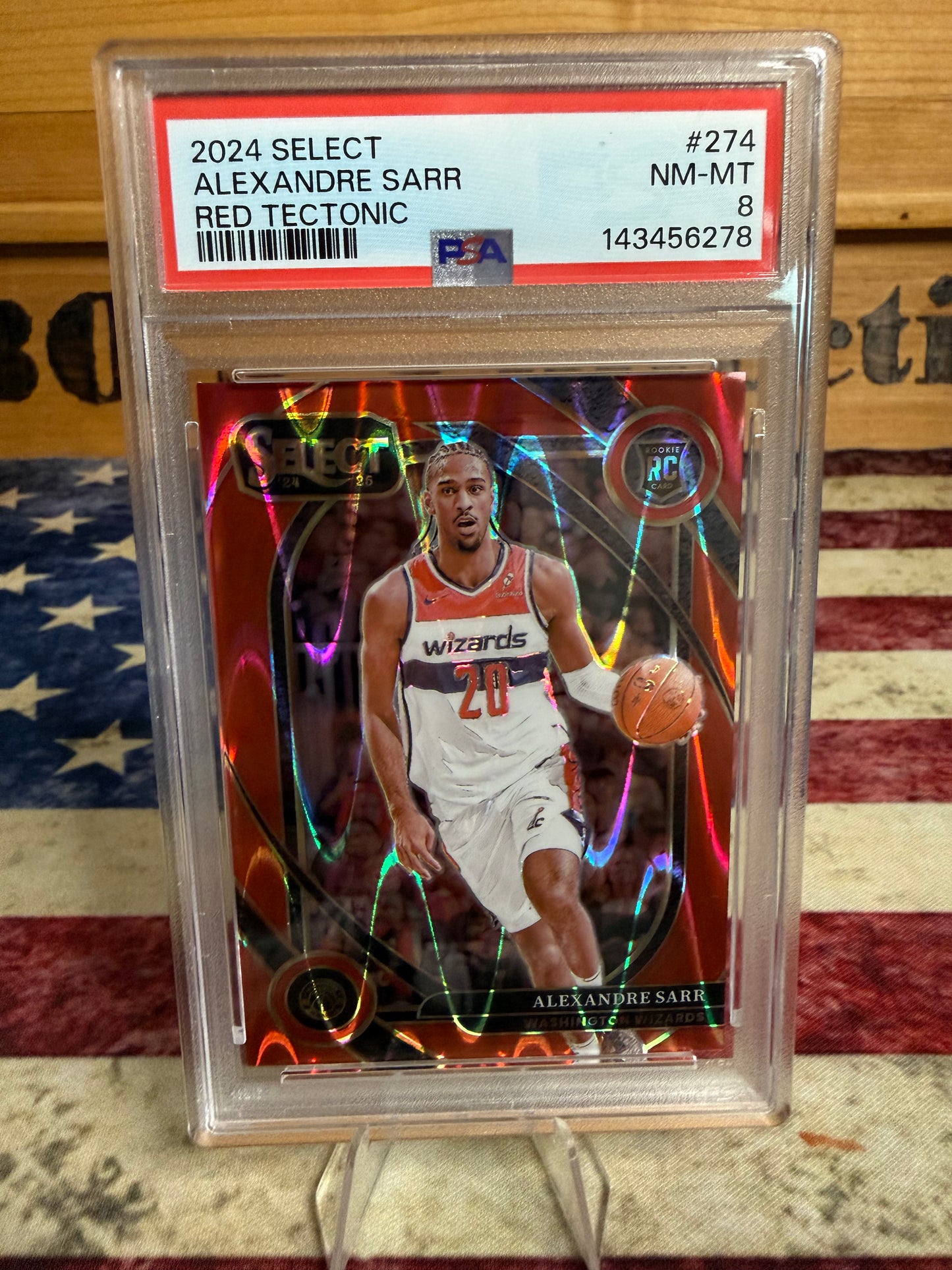 2024-25 Panini Select Alexandre Sarr COURTSIDE Red Tectonic RC /65 #304 PSA 8 Wizards