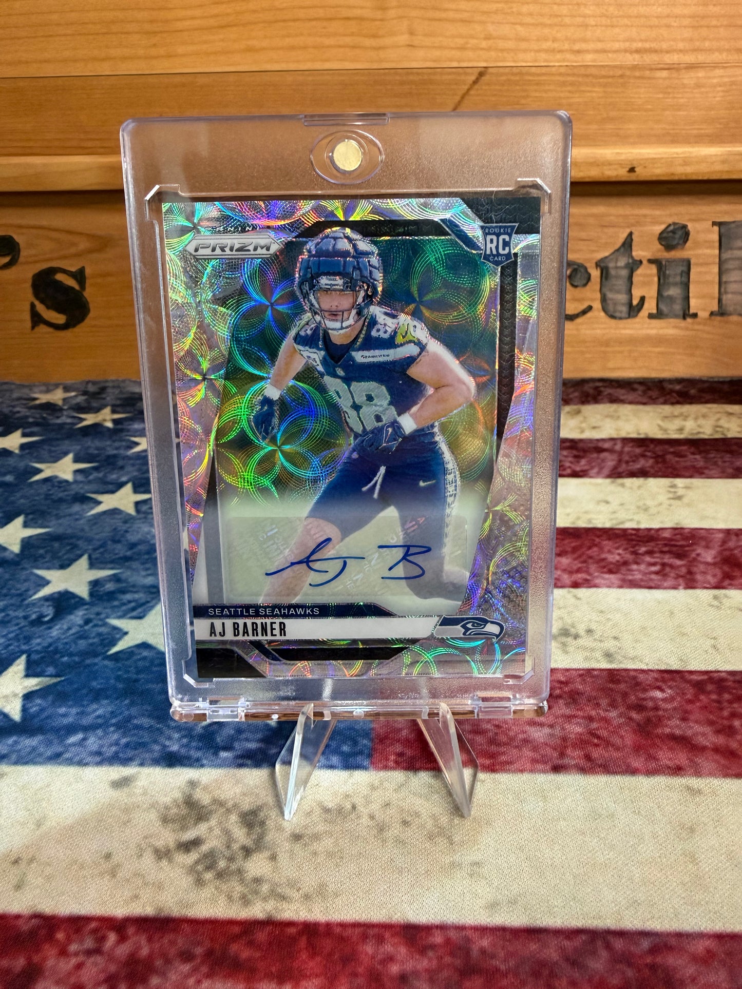 2024 Panini Prizm AJ Barner Rookie Auto #304 – Scope Prizm /100 – Seattle Seahawks RC