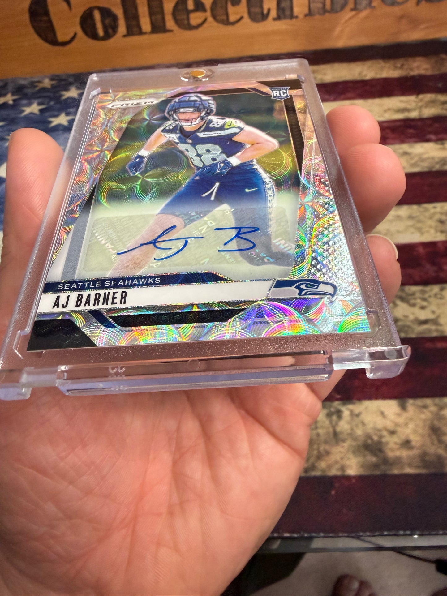 2024 Panini Prizm AJ Barner Rookie Auto #304 – Scope Prizm /100 – Seattle Seahawks RC