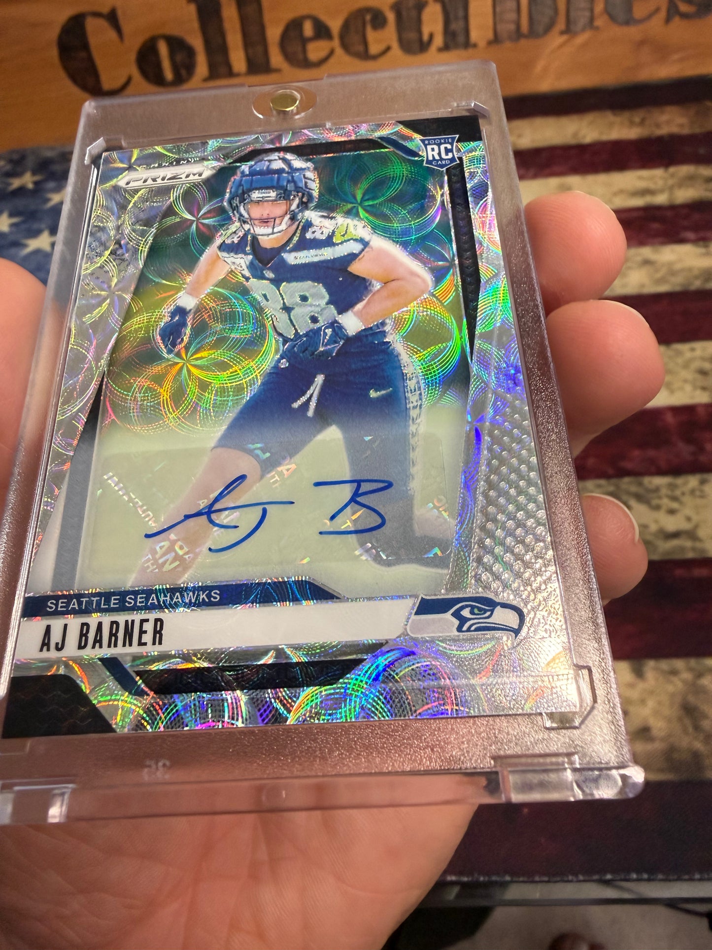 2024 Panini Prizm AJ Barner Rookie Auto #304 – Scope Prizm /100 – Seattle Seahawks RC