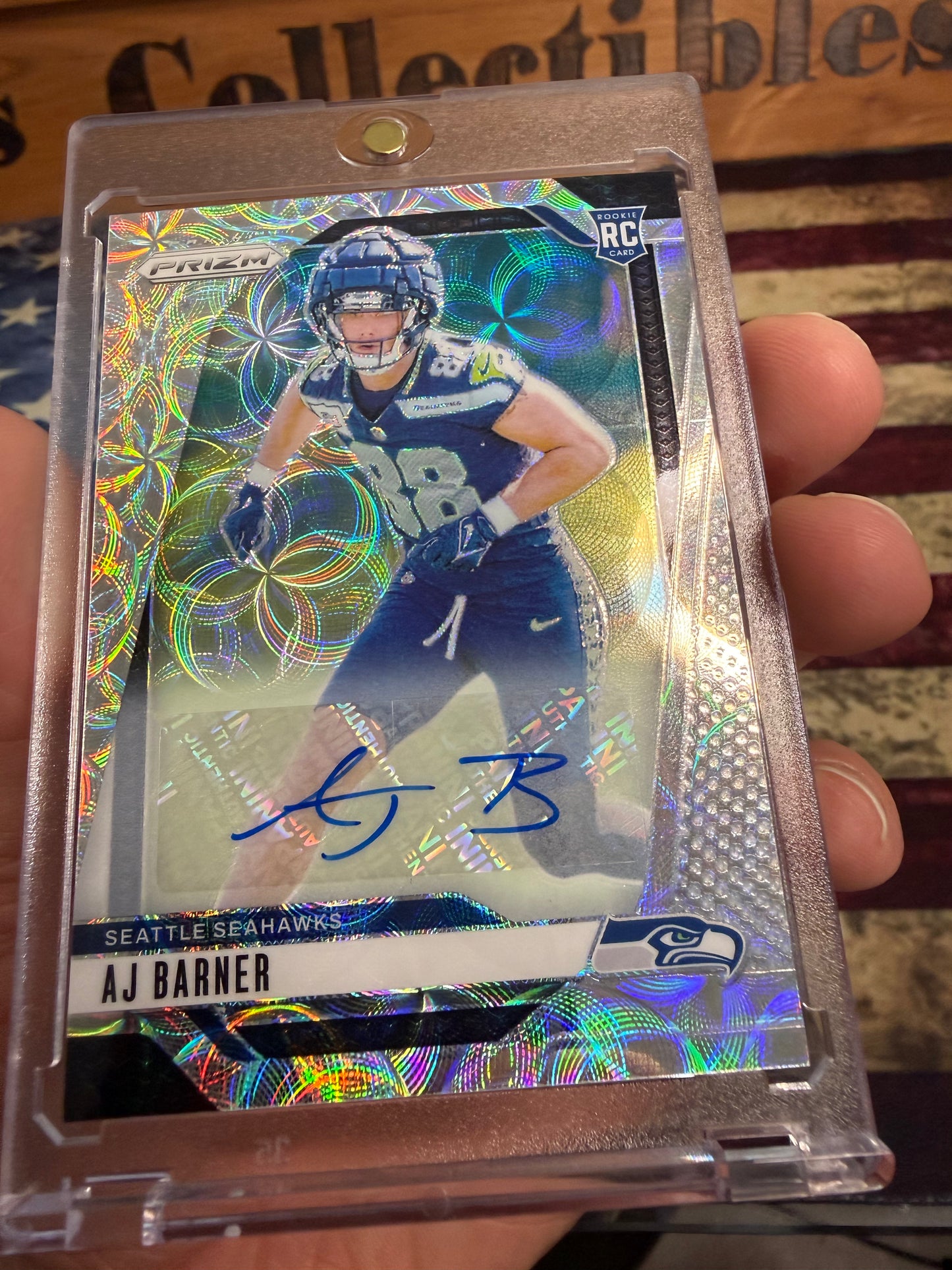 2024 Panini Prizm AJ Barner Rookie Auto #304 – Scope Prizm /100 – Seattle Seahawks RC
