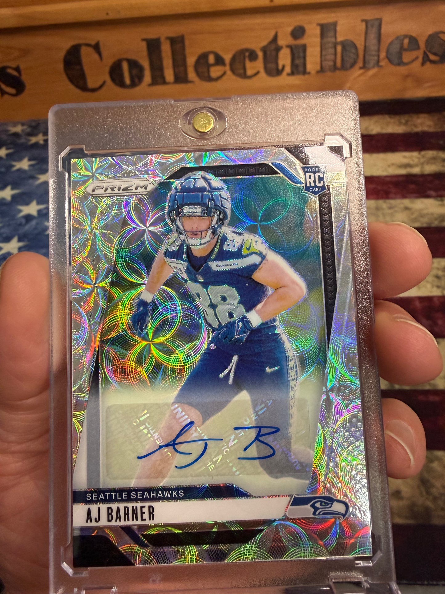 2024 Panini Prizm AJ Barner Rookie Auto #304 – Scope Prizm /100 – Seattle Seahawks RC