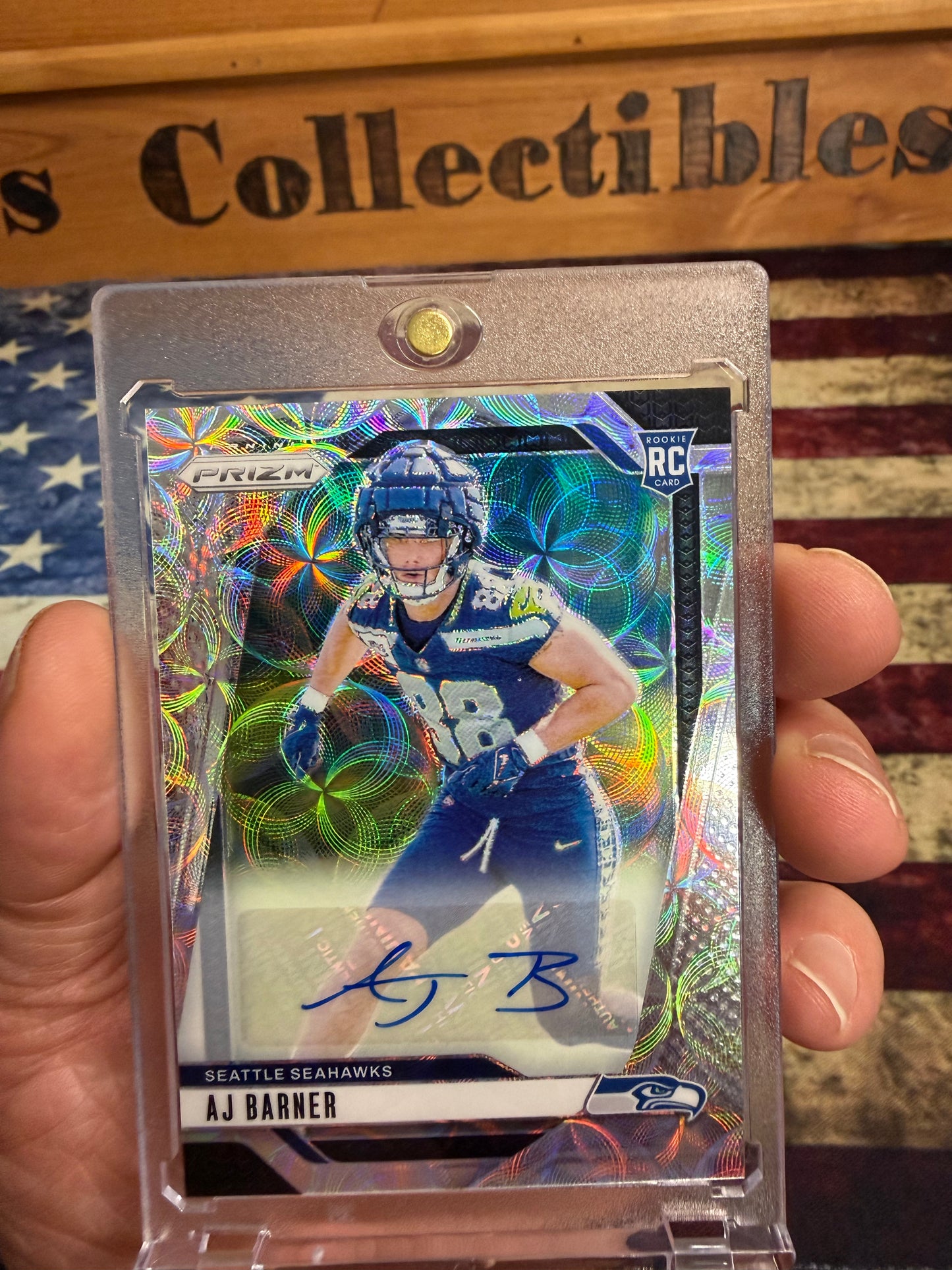 2024 Panini Prizm AJ Barner Rookie Auto #304 – Scope Prizm /100 – Seattle Seahawks RC