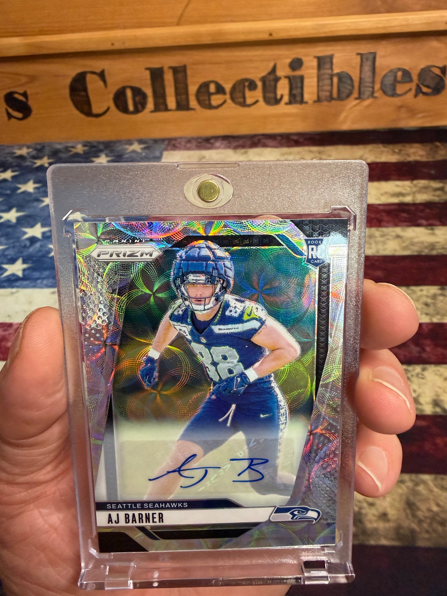 2024 Panini Prizm AJ Barner Rookie Auto #304 – Scope Prizm /100 – Seattle Seahawks RC