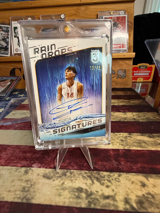 2023-24 Topps Three Tyler Herro "Rain Drops" Signatures Auto /49 #RS-TH
