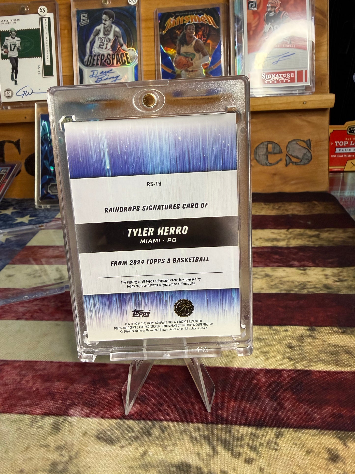 2023-24 Topps Three Tyler Herro "Rain Drops" Signatures Auto /49 #RS-TH
