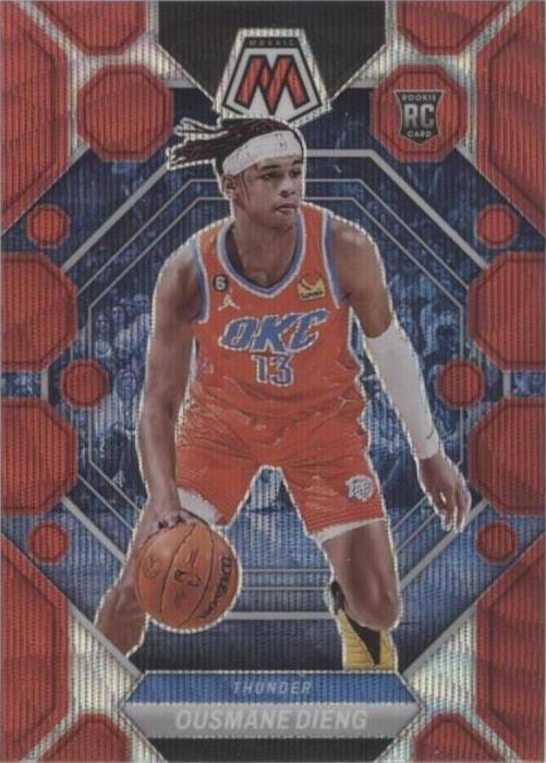 2022-23 Panini Mosaic - Rookies Ousmane Dieng #206 Red Wave Mosaic Prizm (RC)